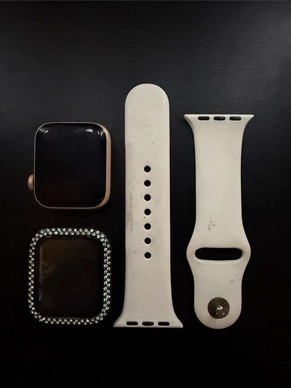 Apple Watch Series 5 40 MM Rose Gold with Diamond Cover and White Band